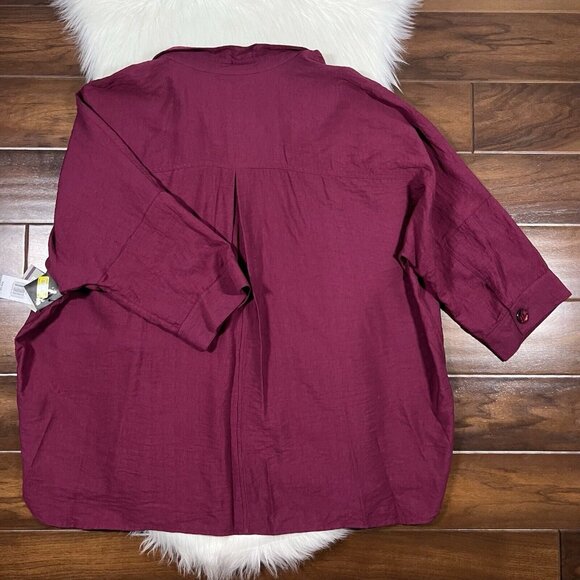 John Mark Women's Plus Size 2X Wine Rayon Nylon Popover Tunic‎ Top - Picture 7 of 9